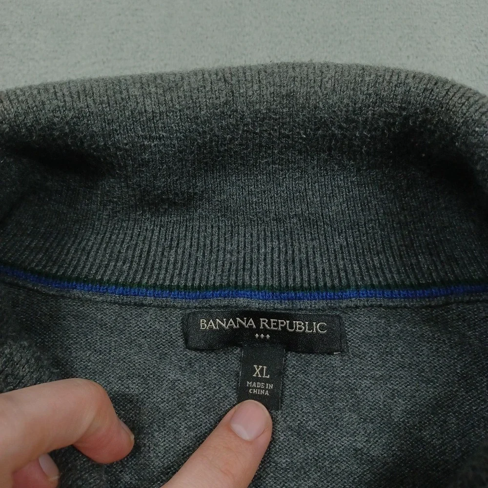 Banana Republic Sweater Mens XL Gray Cowl Neck Preppy‎ Pullover Knit